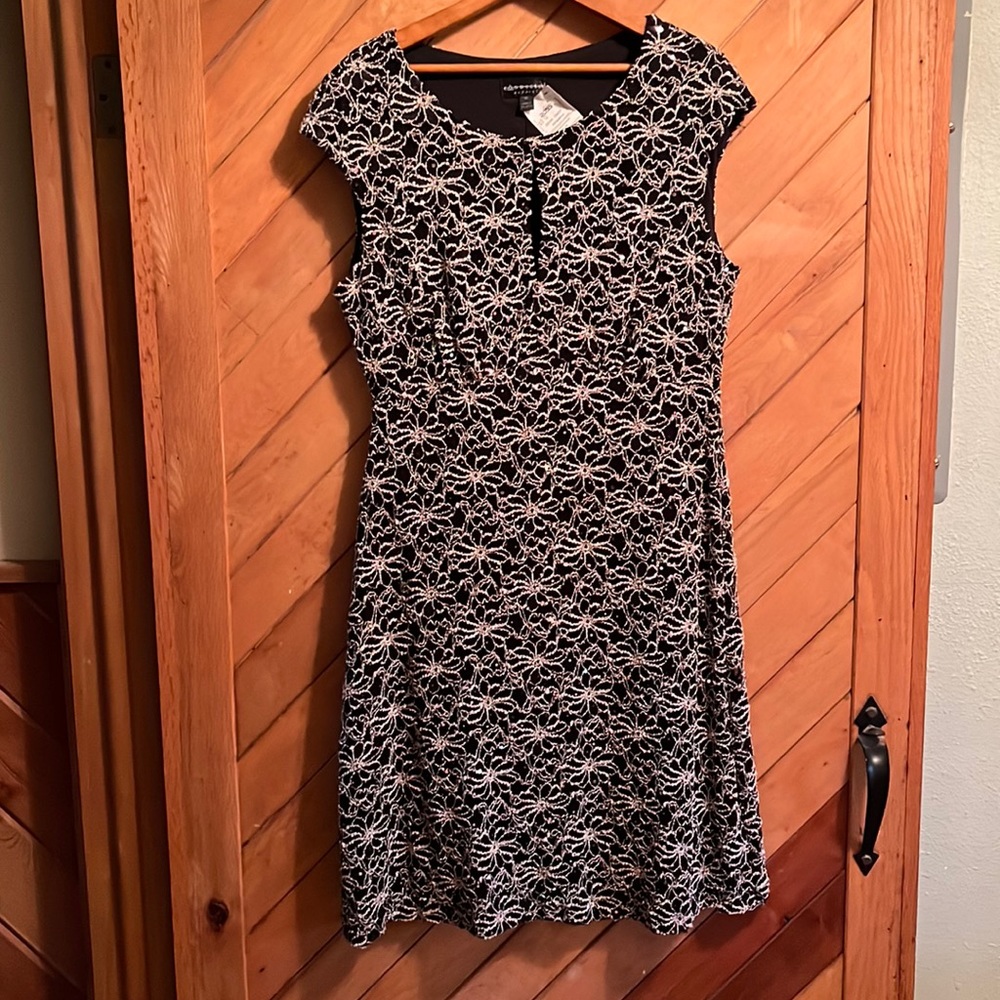 Connected Apparel Black & Cream sequin dress
